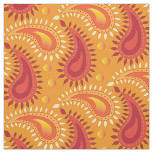 Oriental Orange Persian Paisley Pattern Stoff