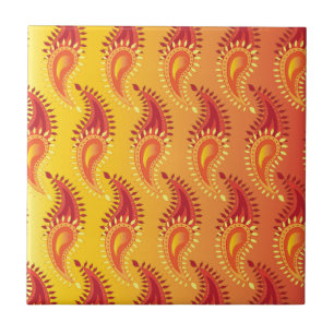 Oriental Orange Twin Flamme Persian Paisley Patter Fliese