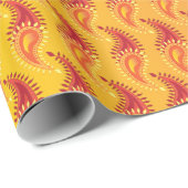 Oriental Orange Twin Flamme Persian Paisley Patter Geschenkpapier (Rolleneckpunkt)
