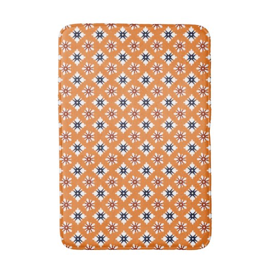Oriental Orange White Katazome Blume Pattern Badematte (Vorderseite Vertikal)