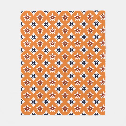 Oriental Orange White Katazome Blume Pattern Fleecedecke (Vorderseite)