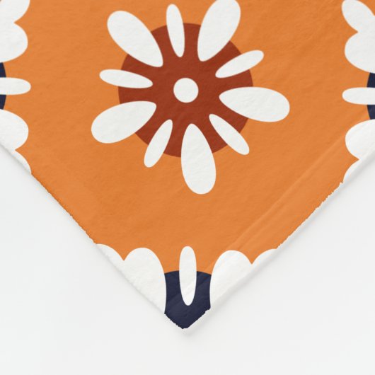 Oriental Orange White Katazome Blume Pattern Fleecedecke (Ecke)