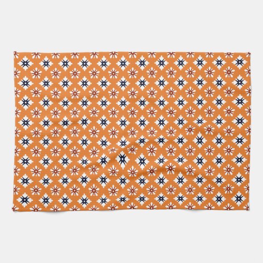 Oriental Orange White Katazome Blume Pattern Geschirrtuch (Horizontal)