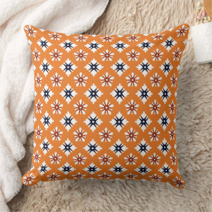 Oriental Orange White Katazome Blume Pattern Kissen