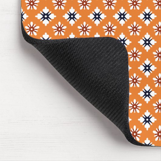 Oriental Orange White Katazome Blume Pattern Mousepad (Ecke)