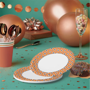 Oriental Orange White Katazome Blume Pattern Pappteller