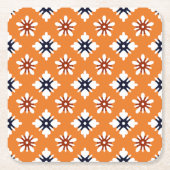 Oriental Orange White Katazome Blume Pattern Rechteckiger Pappuntersetzer (Vorderseite)