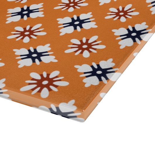 Oriental Orange White Katazome Blume Pattern Schneidebrett (Ecke)