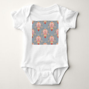 Oriental Paisley Peacock Feather Background Baby Strampler