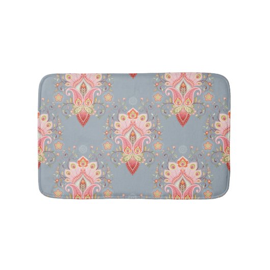 Oriental Paisley Peacock Feather Background Badematte (Vorderseite)