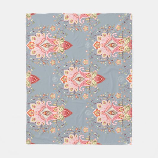 Oriental Paisley Peacock Feather Background Fleecedecke (Vorderseite)