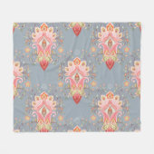 Oriental Paisley Peacock Feather Background Fleecedecke (Vorderseite (Horizontal))