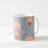 Oriental Paisley Peacock Feather Background Kaffeetasse (VorderseiteRechts)