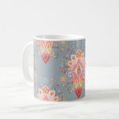 Oriental Paisley Peacock Feather Background Kaffeetasse (Vorderseite Links)