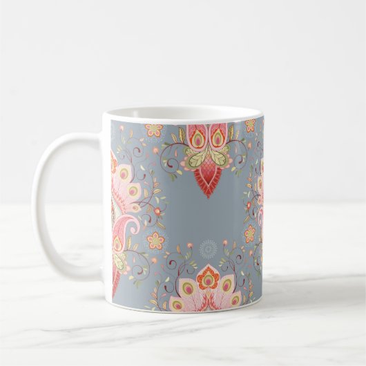 Oriental Paisley Peacock Feather Background Kaffeetasse (Links)