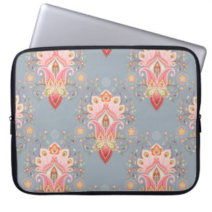 Oriental Paisley Peacock Feather Background Laptopschutzhülle