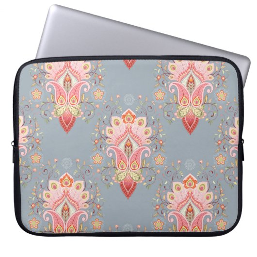 Oriental Paisley Peacock Feather Background Laptopschutzhülle (Vorderseite)