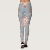 Oriental Paisley Peacock Feather Background Leggings (Rückseite)