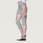 Oriental Paisley Peacock Feather Background Leggings (Links)