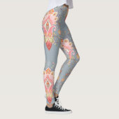 Oriental Paisley Peacock Feather Background Leggings (Rechts)