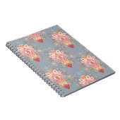 Oriental Paisley Peacock Feather Background Notizblock (Rechte Seite)