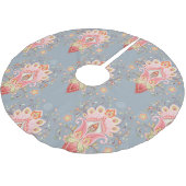 Oriental Paisley Peacock Feather Background Polyester Weihnachtsbaumdecke (Schrägansicht)