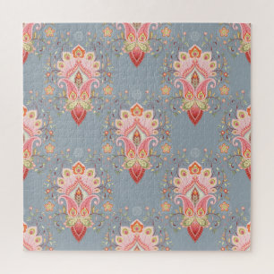Oriental Paisley Peacock Feather Background Puzzle