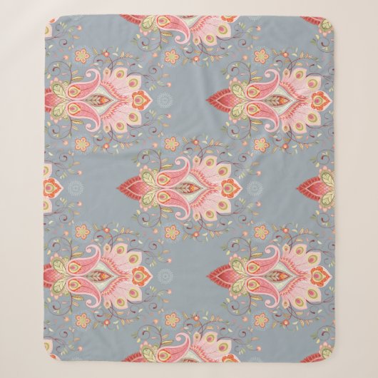 Oriental Paisley Peacock Feather Background Sherpadecke (Vorderseite)