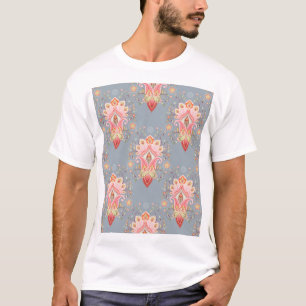 Oriental Paisley Peacock Feather Background T-Shirt