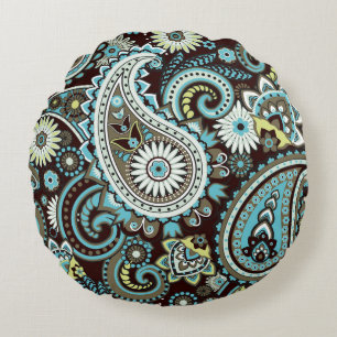 Oriental Paisley Vintag Seamless Pattern Rundes Kissen