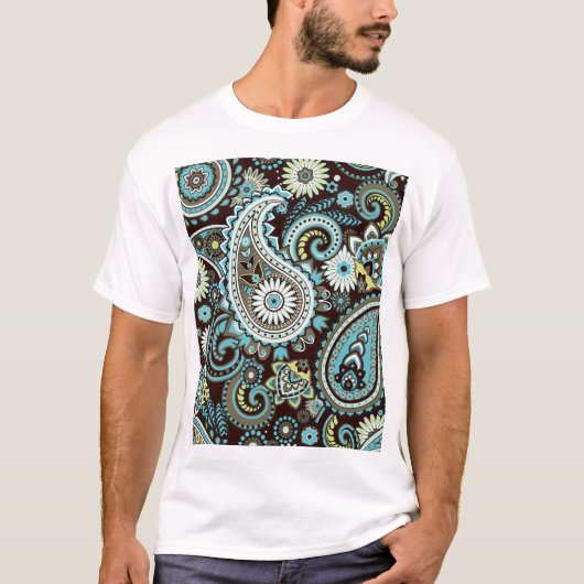 Oriental Paisley Vintag Seamless Pattern T-Shirt (Vorderseite)