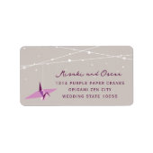 Oriental Paper Cranes Origami Fairy Lights Hochzei Adressaufkleber (Vorne)