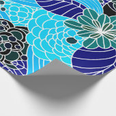 Oriental Pattern in Blue Shades Wrapping Paper Geschenkpapier (Ecke)