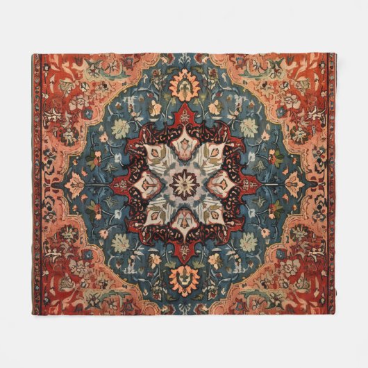 Oriental Persian Carpet Snowflake Fleecedecke (Vorderseite (Horizontal))
