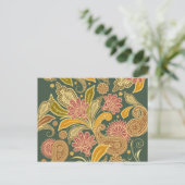 Oriental Persian Paisley - Green Yellow Red Postkarte (Stehend Vorderseite)