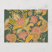 Oriental Persian Paisley - Green Yellow Red Postkarte (Vorderseite)