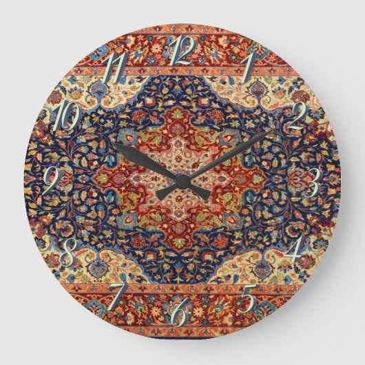 Oriental Persian Turkish Carpet Pattern Große Wanduhr (Vorderseite)