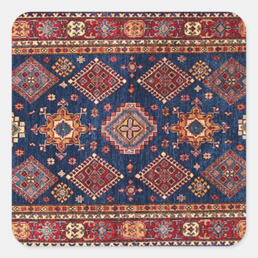 Oriental Persian Turkish Rug Pattern Quadratischer Aufkleber (Vorderseite)