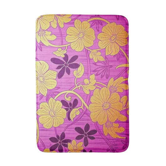 ORIENTAL Pink Golden Pattern - Bath Mat Rug Badematte (Vorderseite Vertikal)