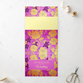 ORIENTAL Pink Golden Pattern - Einladungskarte Dreifach Gefaltete Einladung