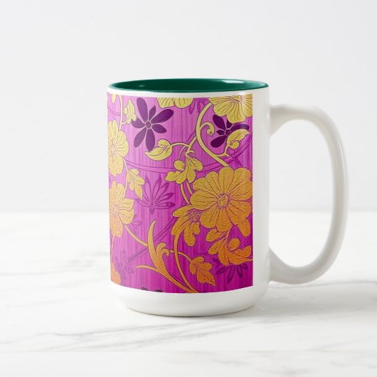 ORIENTAL Pink Golden Pattern - Tasse, Cup Zweifarbige Tasse (Rechts)