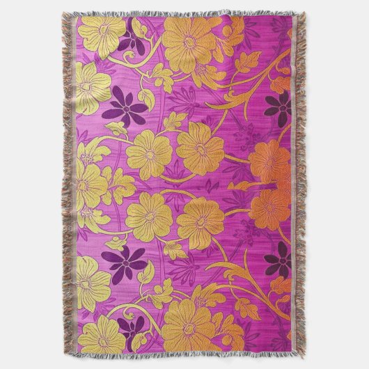 ORIENTAL Pink Golden Pattern - Throw Blanken Decke (Vorderseite Vertikal)