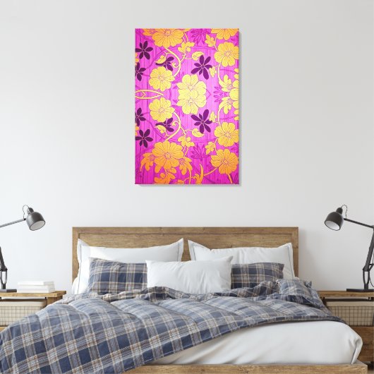 ORIENTAL Pink Golden Pattern - Wrapped Canvas Leinwanddruck (Insitu (Schlafzimmer))