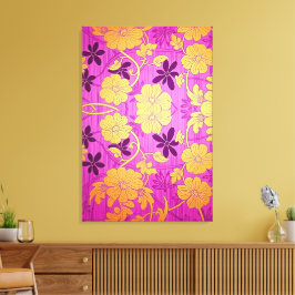 ORIENTAL Pink Golden Pattern - Wrapped Canvas Leinwanddruck