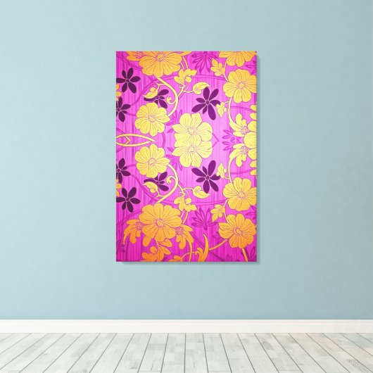 ORIENTAL Pink Golden Pattern - Wrapped Canvas Leinwanddruck (Insitu (Holzboden))