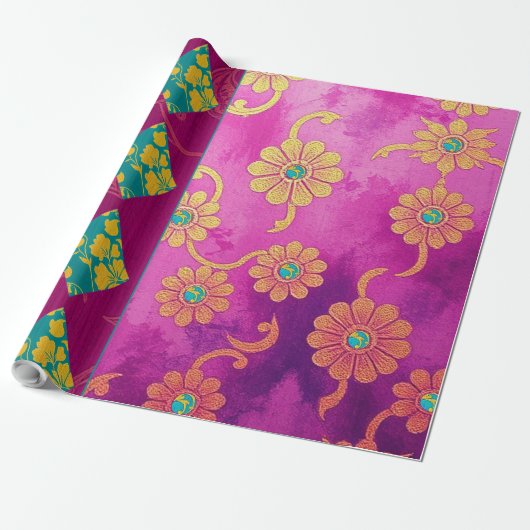 ORIENTAL Pink Türkis - Wrapping Paper Geschenkpapier (Ungerollt)