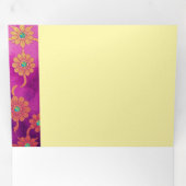 ORIENTAL Pink Türkise Floral - Einladungskarte Dreifach Gefaltete Einladung (Innen Erste Seite)