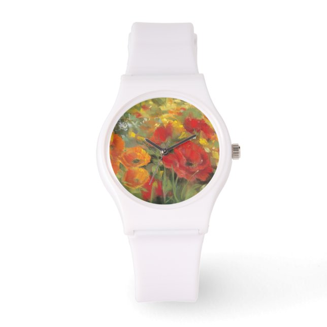 Oriental Poppy Field Armbanduhr (Vorderseite)