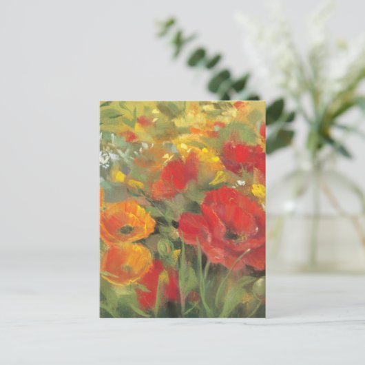 Oriental Poppy Field Postkarte (Stehend Vorderseite)