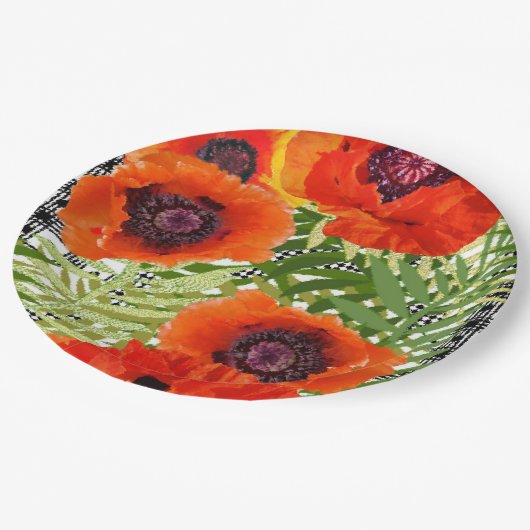 Oriental Poppy Style Pappteller (Schrägansicht)
